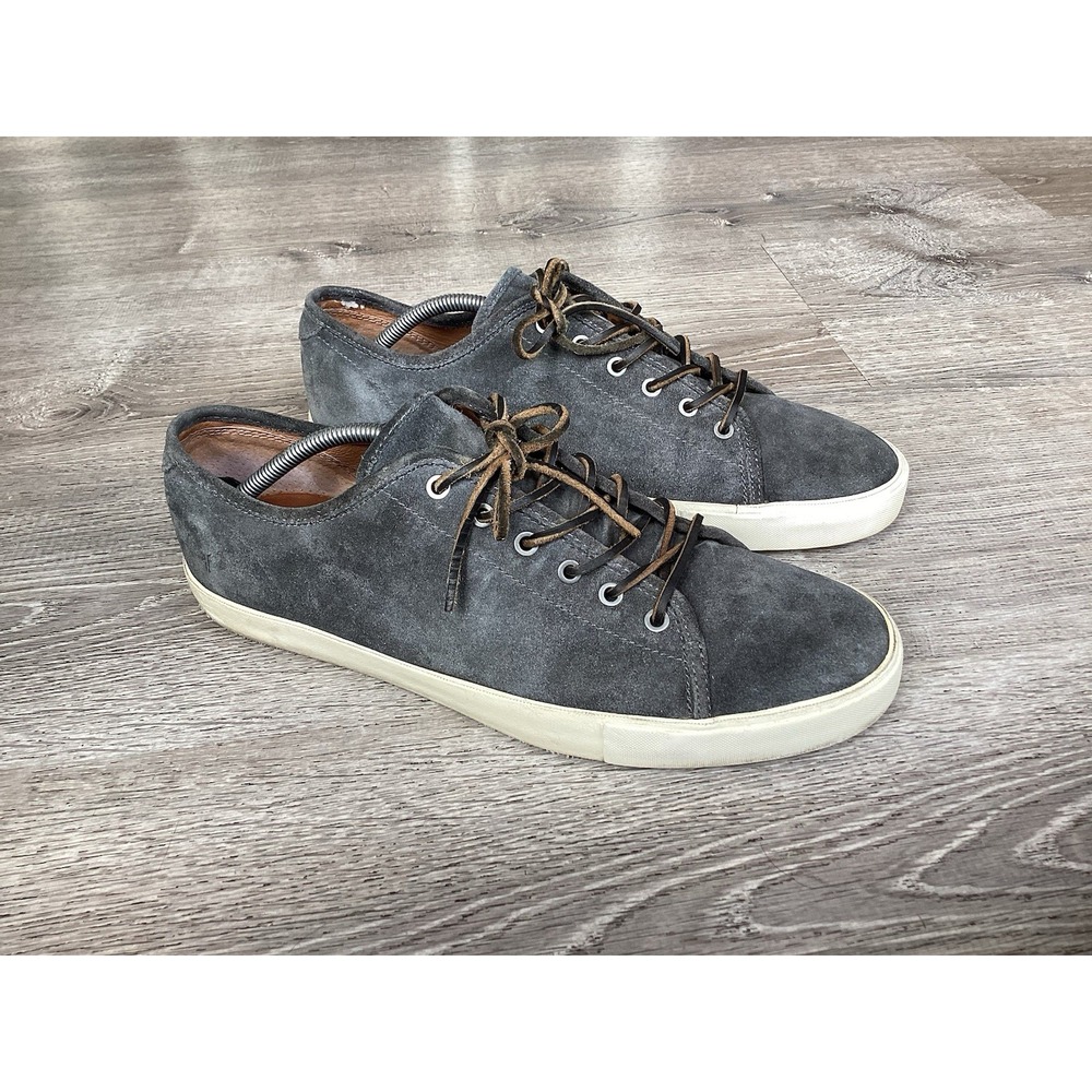 Frye Brett Shoes Mens 12 Grey Suede Casual Lace Up Low Top Sneaker Distressed